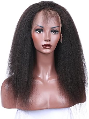 ISABEL Hair Human Hair Wigs, Kinky Straight Brazilian Human Hair,130% Density Italian Yaki Lace Front Wigs For Black Women,Virgin Remy Hair lace wigs With Baby Hair Natural Black 14Inch on Sale