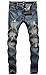 ZLZ Men's Ripped Skinny Distressed Destroyed Slim Fit Stretch Biker Jeans Pants With Holes, Vintage Blue, 40