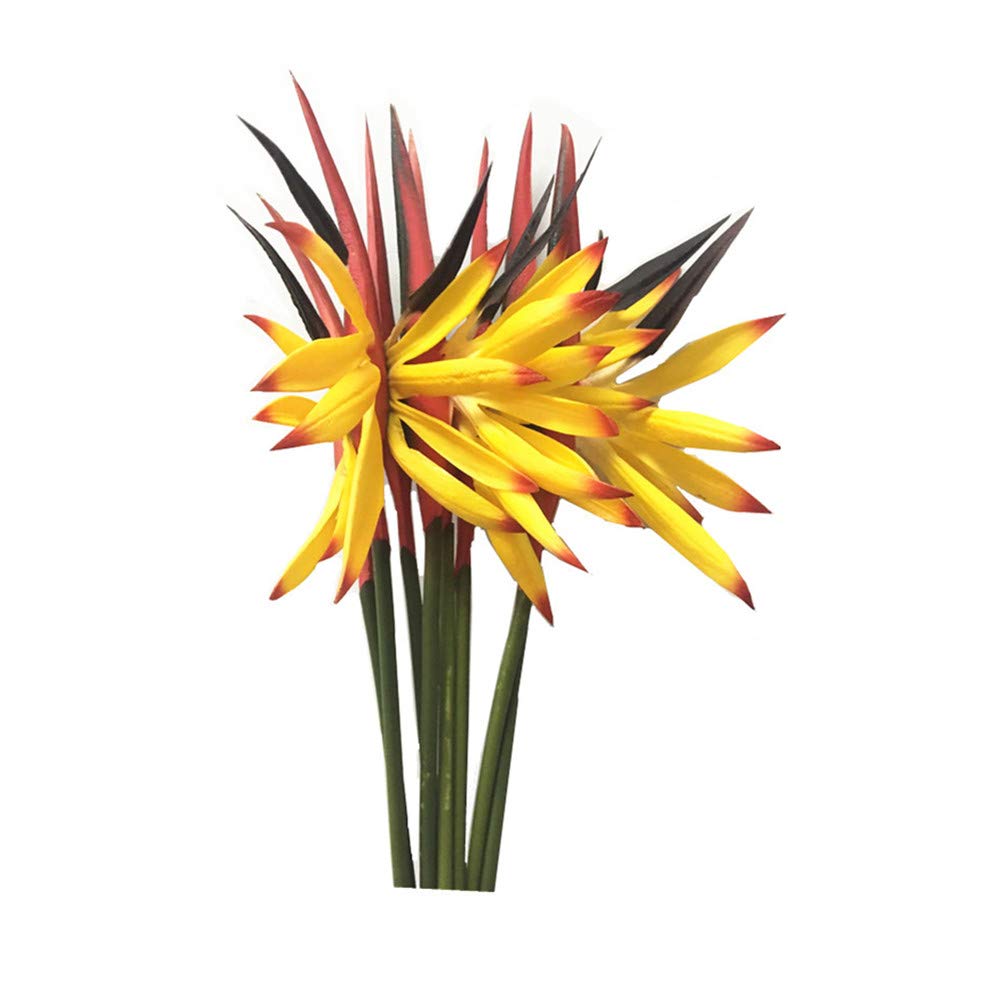 Medium Bird of Paradise 23 Inch,Artificial Flowers Outdoor UV Resistant No Fade Fake Plastic Plants,Flower Stem 5 mm,Artificial Flower Plants Small Flower Arrangement for Home Office 8 Pcs (Yellow)