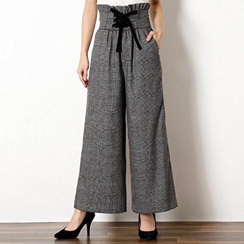 Amazon セシルマクビー Cecil Mcbee チェックスピンドルワイドパンツ 80ブラック M パンツ 通販