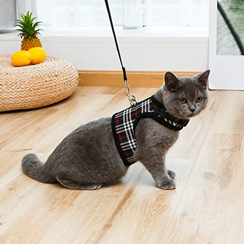 WZPB Cat Harness and Leash Set- Adjustable Soft Mesh Cat Harness for Walking Escape Proof (M, Black) - Thumbnail 7