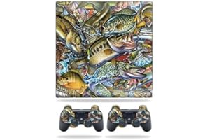 Skin Compatible with Sony PlayStation 3 PS3 Slim + 2 Controllers – Action Fish Puzzle | MightySkins Protective, Durable, and 