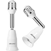 DiCUNO Light Socket Extender 4.5 Inch, 350&deg; Adjustable E26 Socket, 2-Pack | E26 Light Bulb Extender, 4.5 Inch Extension, Socket Extension Adapter, 180&deg; Bendable, 350&deg; Rotatable, Medium Screw Base