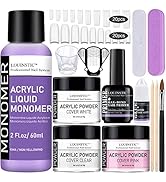 LOUINSTIC Acrylic Nail Kit - Acrylic Powder and Liquid Set with Tips Primer Professional Acrylic ...