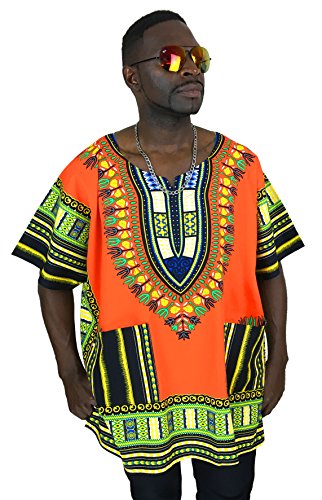 Vipada's Dashiki Shirt African Top Men's Dashiki ORANGE L
