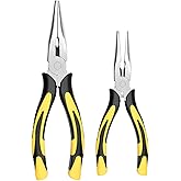 ZUZUAN Long Needle Nose Pliers-6''&8'', with Wire Cutter, 2pcs | Strong Cutting Force,Paper Clamp Precision, High Carbon Stee