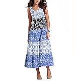 CoCo fashion Women's Summer Floral Print Flowy Maxi Boho Bohemian Dress