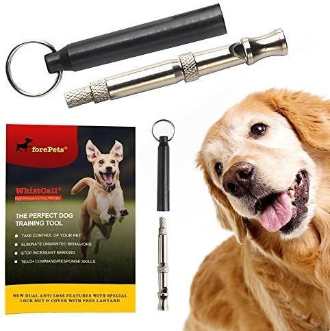 Dog Training Whistle with Black Lanyard to Stop Barking. Professional Silent Adjustable Ultrasonic Tool to Train and Control Poppy Bark