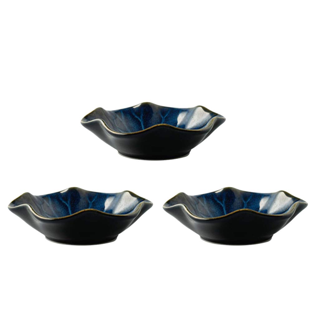 Amosfun 3pcs Ceramic Sauce Dish Dip Bowls Seasoning Dish Serving Dish Seasoning Bowl Sushi Soy Dishes for Snack Sushi Fruit Appetizer Dessert (Gradient Blue)