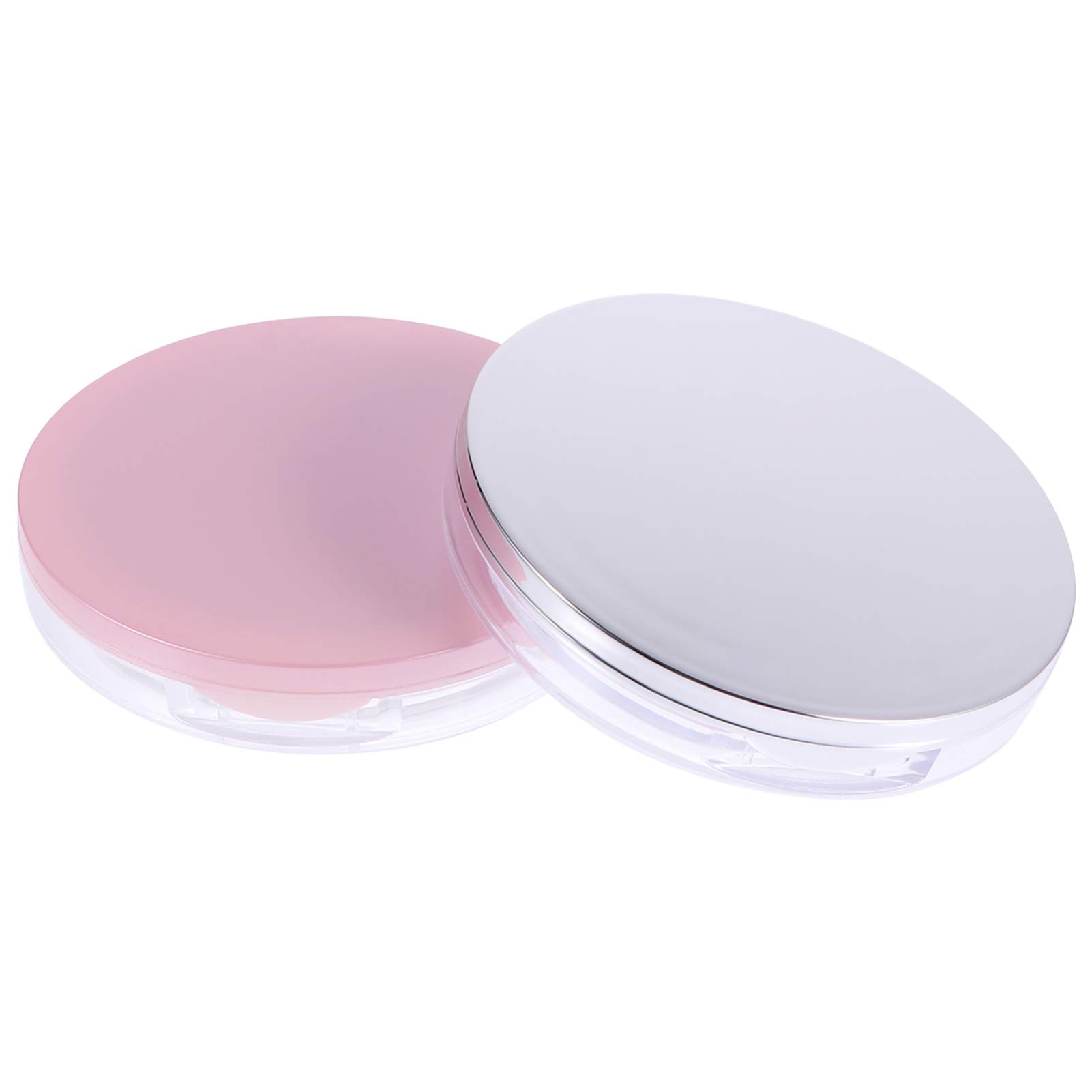 FRCOLOR 2pcs 5g Empty Loose Powder Box Portable Face Cosmetic Powder Sample Round Case with Puff Compact Cosmetic Jar for Home Outdoor Travel