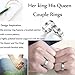 Hsumonre Couples Rings Engraved Her King His Queen Matching Men Promise Ring Crown Stainless Steel Valentine Gift