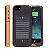 EnerPlex Surfr Ultra Slim Battery Backup & Solar Powered Case for iPhone SE/5/5S, Black/Orange, SFI-2000-OR