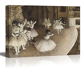 "Ballet Rehearsal on Stage by Edgar Degas - Canvas Art Home Art - 12x18 inches