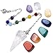Top Plaza 7 Chakra Healing Crystal Tumbled Palm Stones and Natural Clear Quartz Dowsing Pendulum Reiki Balance Meditation Jewelry Sets(Faceted Pendulum#3)