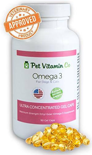 Pet Vitamin Co - Omega 3 Concentrated Fish Oil Capsules - Promotes Healthy Skin &amp; Shiny Coat