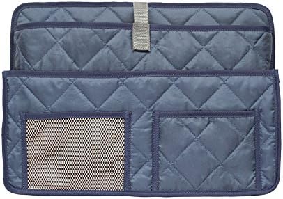 MDSTOP Multi-functional Caddy, Hanging Storage Organizer for Beds, Chairs, Reclines & Sofa Armrests, Fits for Phone, Book, Magazines, TV Remote Control (Dark Blue)