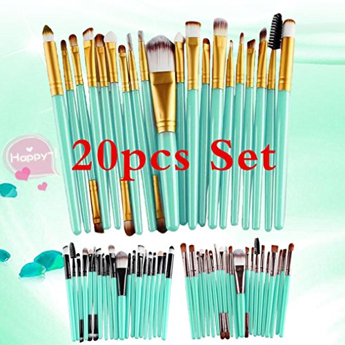 BCDshop 20 pcs Makeup Brush Set Cosmetics Foundation Blending Blush Eyeliner Face Powder Brush Make-up Tools Kit Wool Make Up Brush Set (Black)