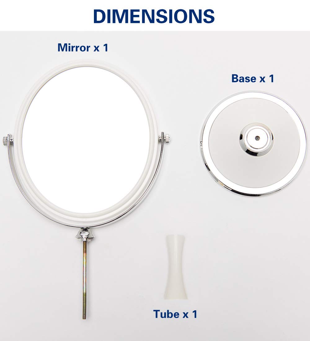 YEAKE Vintage Table Mirror with Stand 8-inch Double Sided Swivel 1X/3X Magnification Desk Mirror with Silver Style 13 Inch Height Standing Tabletop Makeup Vanity Mirror(Oval)