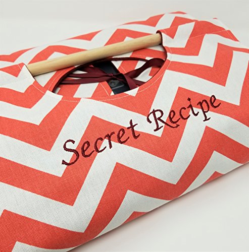 Secret Recipe Coral Chevron 9x13 Dish Tote, Handcrafted in America, Old-Fashioned Casserole Carrier - Thumbnail 5