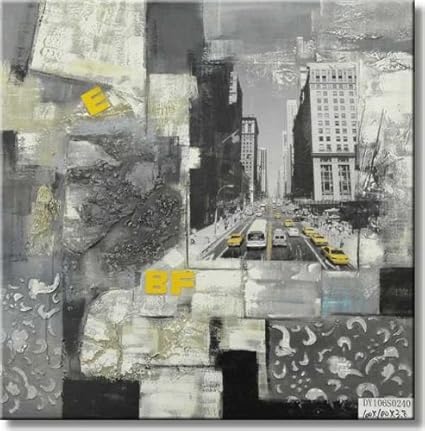 Amazon モダンインテリアアート 油彩 油絵 風景画 自然画 大都会ニューヨーク Vivace アートフレーム ポスター 通販