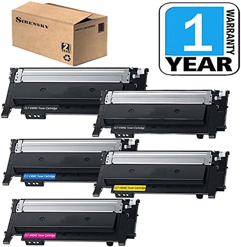 CLT-K404S CLT-C404S CLT-Y404S CLT-M404S Toner Cartridge of 5 Pack Compatible for Samsung 404 404S Toner Set, use in Xpress C430W C480FW Laser Printer, Sirensky