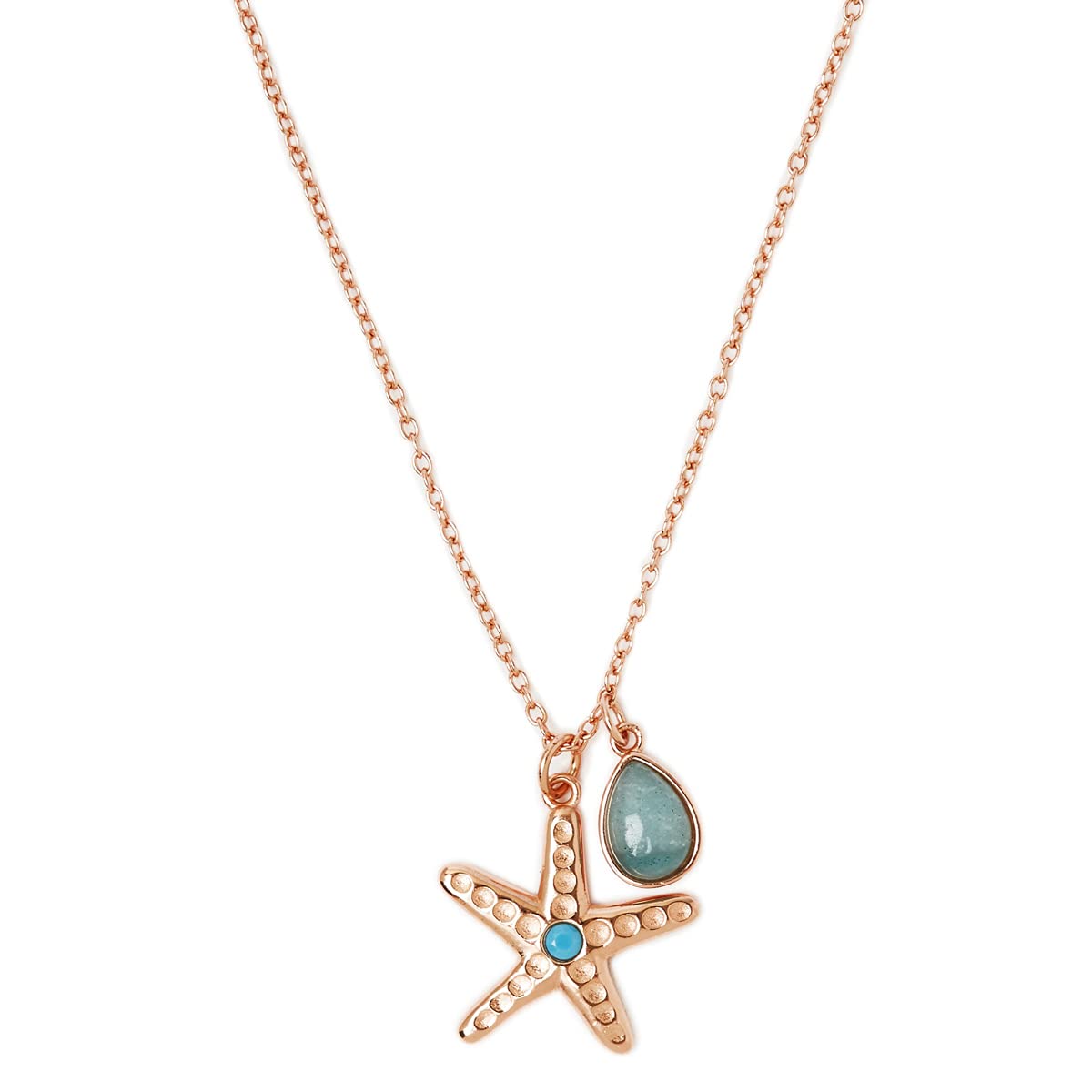 Annie Oak Womens 925 Silver 18K Rose Gold Starfish Necklace