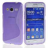 Galaxy Core Prime Case,COOLKE [Purple] Stylish Lines Design Silicone Case Soft Protecting Cover for Samsung Galaxy Core Prime SM-G3606