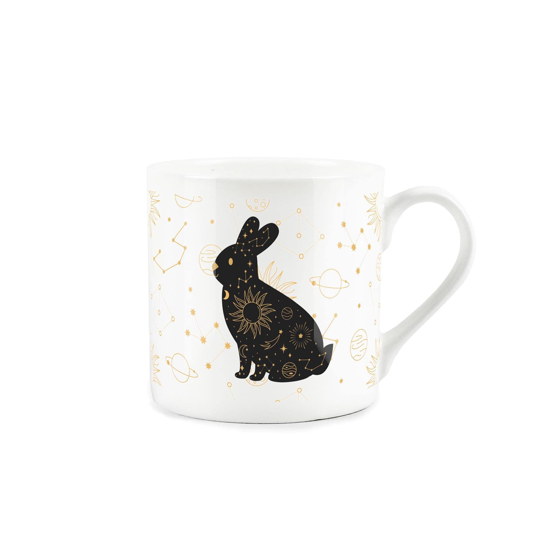 Purely Home Celestial Bunny Rabbit Star Constellation Mug - Bone China White Coffee/Tea Present Gift