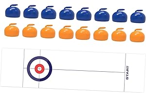 ChiuTiaro Tabletop Curling Game Desktop Leisure Sports Game with Orange Stones Table Curling Set