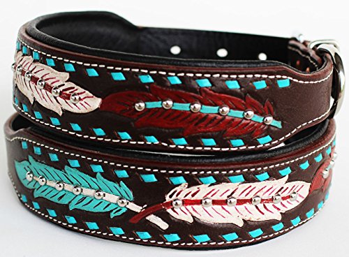 Small 13'- 17' Dog Puppy Collar Genuine Cow Leather Padded Canine 6097