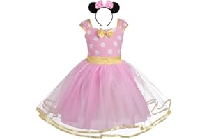 Dressy Daisy Baby Girl Polka Dots Fancy Dress Up Costume Birthday Party Tulle Dresses with Headband Pink/Red/Purple/Hot Pink