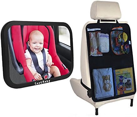 SeeUBaby Best Quality Backseat Baby Car Mirror and Car Organizer Set – Get a full view of your baby and keep your car organized. These are essential baby products and the best baby shower gift