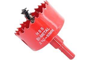 Hole Saw Drill Bit LAIWEI HSS Hole Cutter with Arbor for Wood(2-3/32"(53mm Hole Saw))