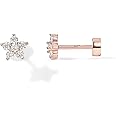 PAVOI 14K Gold Plated Solid 925 Sterling Silver Post Flat Back Stud Earrings for Women | Cartilage Helix Piercing | Cubic Zirconia Earrings