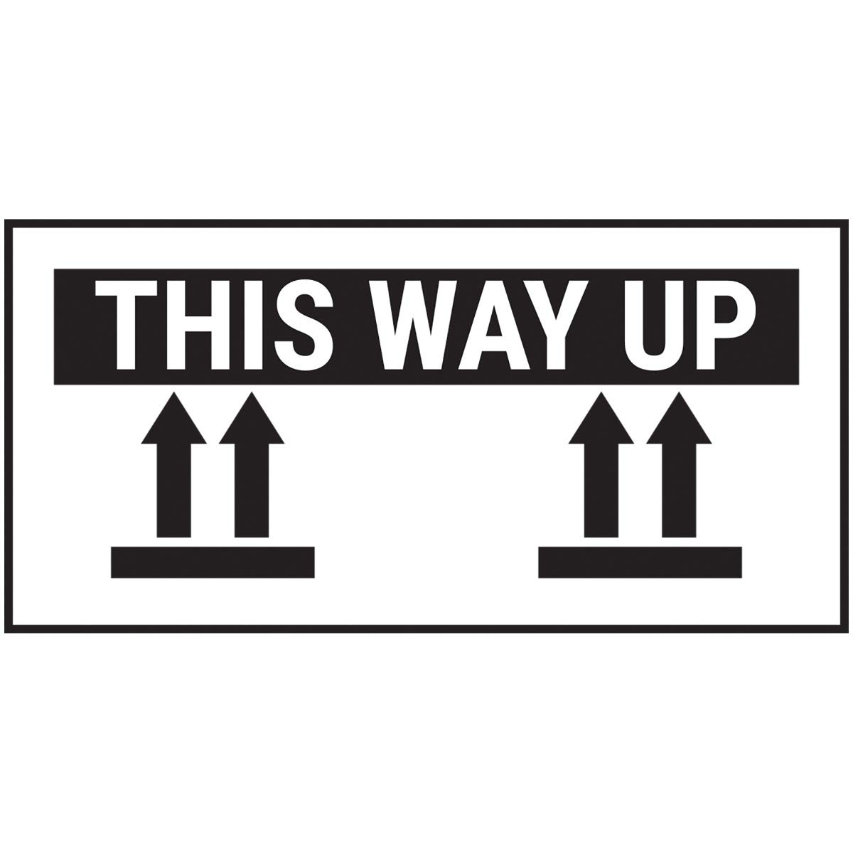V Safety This Way up Black Bold Sticker - 51x25mm (Roll of 250)