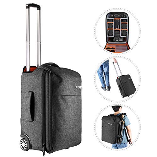 Neewer Convertible Rolling Camera Backpack Trolley Case with Side