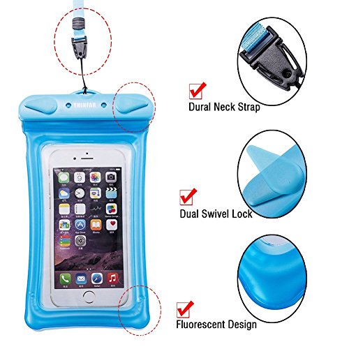 Universal Waterproof Phone Case of 2 Pack Set,Floating Pouch Night-Visible Smartphone Dry Bag for iPhone 8/8 Plus/X/7/7 Plus/6S/6/6S Plus/SE/5S/5,Galaxy S8/S8 Plus/Note 8 6 5, Pixel 2 up to 6.0" - Thumbnail 3