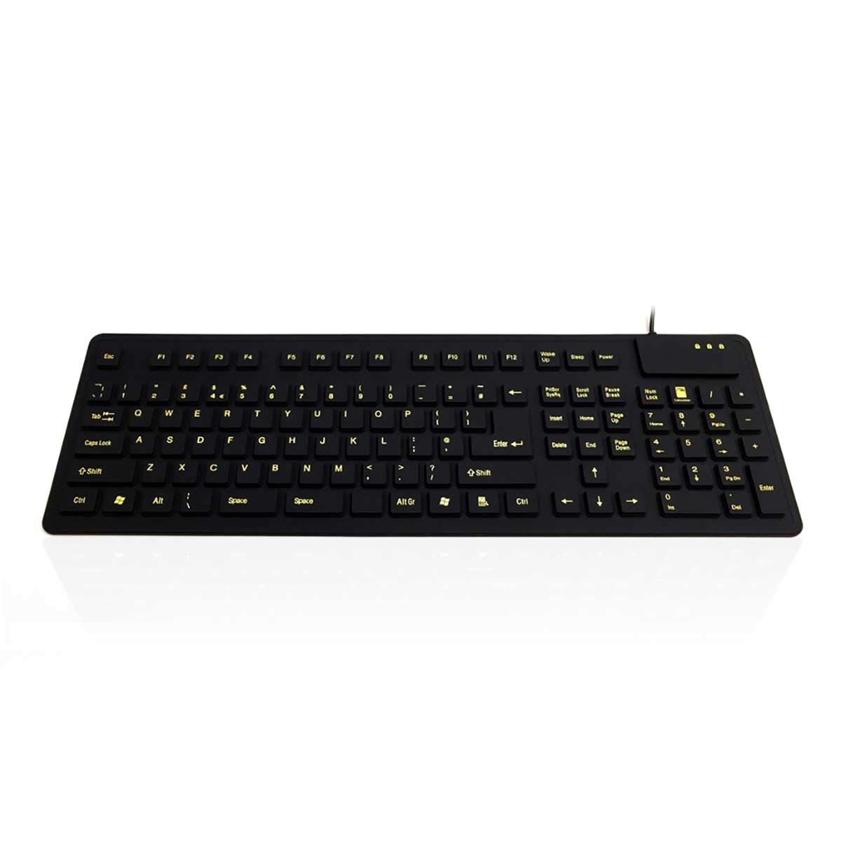 Accuratus WP127 V2 French - USB & PS/2 Full Size IP54 Sealed Flexible Roll Up Silicone Keyboard with High Visibility AZERTY French Key Legends