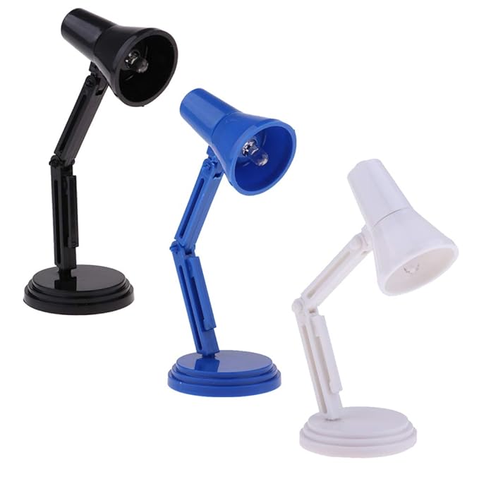 Baoblaze 3 Stück Puppenstube Beleuchtung Miniatur Einstellbare Tischlampe Schreibtischlampe Mit EIN / Aus-Schalter für 1: 6 H