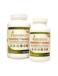 BodyHealth PerfectAmino Tablets, todos los 8 aminoácidos esenciales con BCAA + lisina, fenilalanina,...