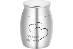 DLETAY Small Keepsake Urns for Human Ashes Mini Cremation Urns for Ashes Stainless Steel Memorial Ashes Holder-My Sister My Friend