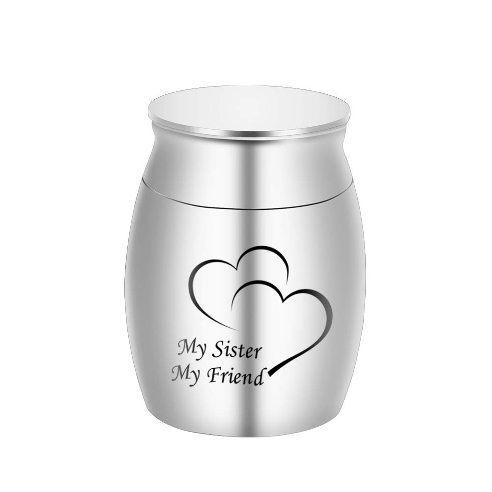Small Keepsake Urns for Human Ashes Mini Cremation Urns for Ashes Stainless Steel Memorial Ashes Holder-My Sister My Friend