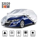 TABIGER Car Cover, 6-Layer Breathable UV Protection Waterproof/Windproof/Snowproof/Scratch Resistant Universal Fit Full Car Covers for Sedan Wagon All Weather Use (191