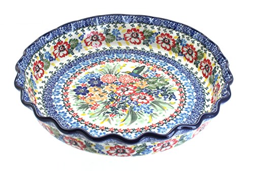 Click Here to See More Images Blue Rose Polish Pottery Hummingbird Pie Plate