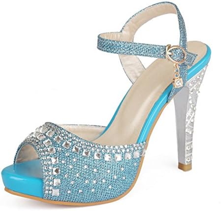 BalaMasa Girls Sequins High-Heels Blue Soft Material Sandals - 6.5 B(M) US