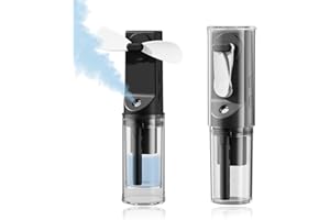 Frelisiy Handheld Mini Misting Fan, Rechargeable 1500mAh USB Battery Powered, 4 Speed Adjustable, Small Pocket Personal Fan Gifts for Women Girls Men Office,Travel,Outdoor - Black