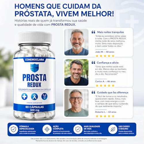Prostaredux Suplemento 60 Cápsulas – Prosta Redux Apoio Natural ao Homem – Ingredientes Selecionados