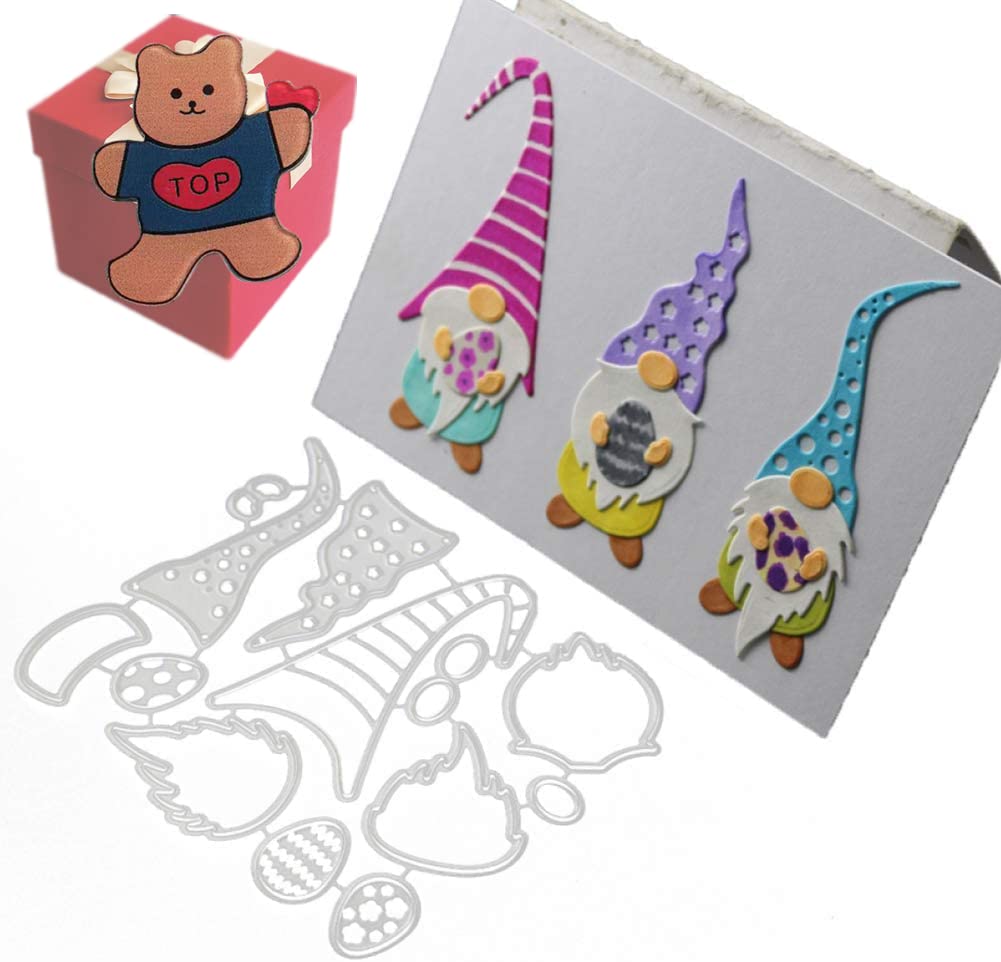 Gowxs Christmas Gnome Cutting Dies for Card Making, Xmas Gnome Cutting Dies Cut Stencils for DIY Scrapbooking Photo Album Decorative Embossing Paper Dies for Card Making Templated+Cute Brooch Pin โ image 1