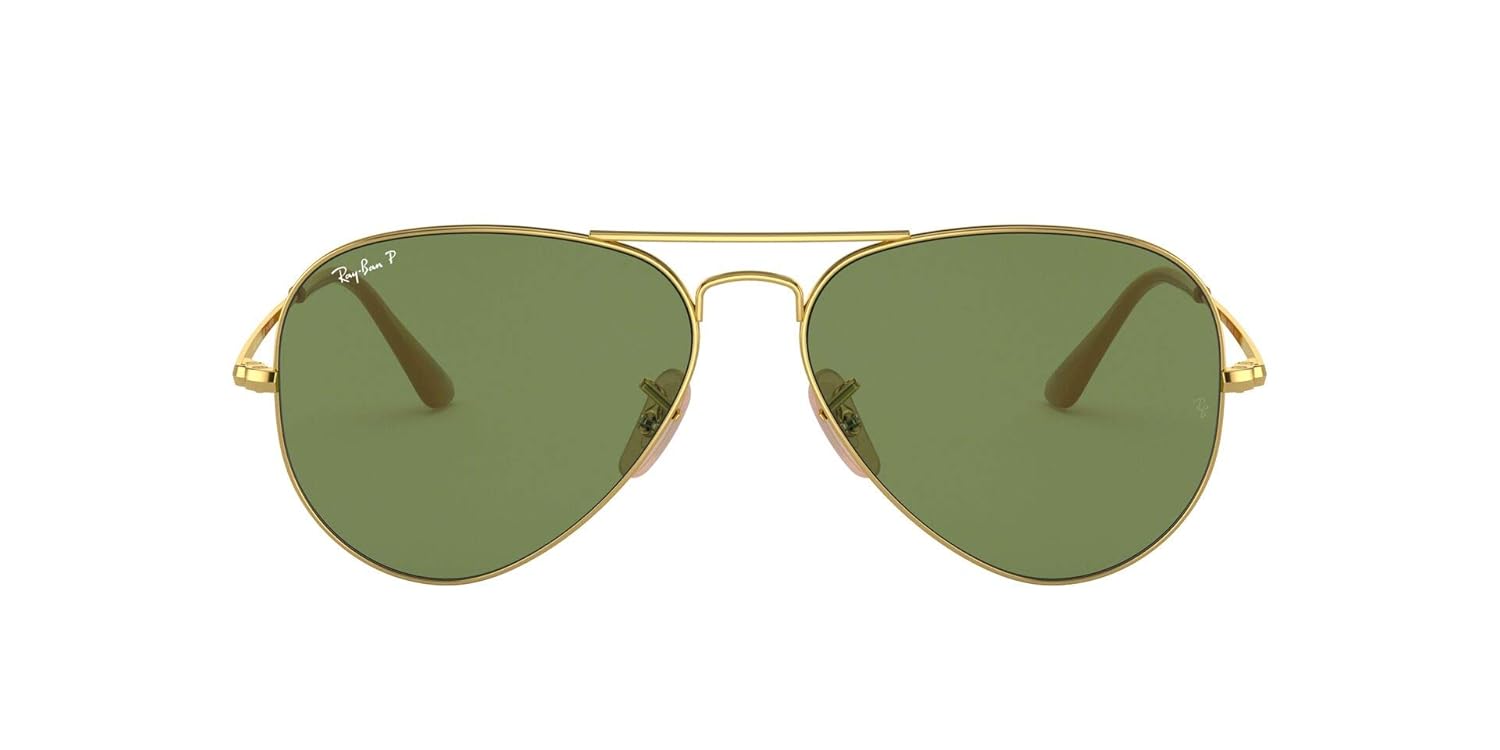 Buy RayBan Unisex AntiReflective Aviator Sunglasses (0RB3689, 57.5 mm, Gold, Green) at Amazon.in