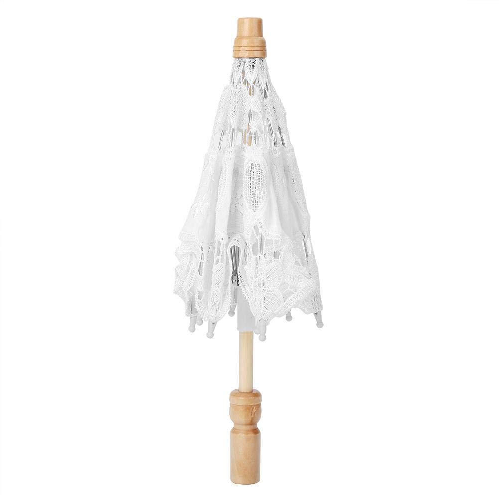 Hakeeta Lace Umbrella, Stick-umbrellas for Women, Silk Cloth Material, Handmade, Durable, Perfect for Wedding Decoration and Photography Prop, White S